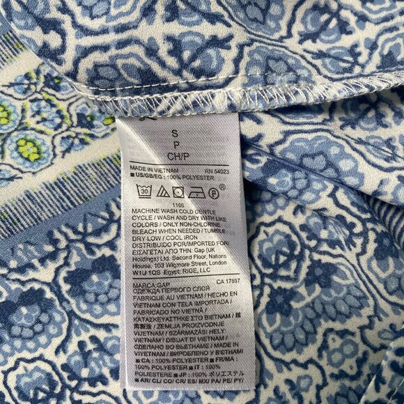 GAP Floral Mixed Print Tie V-Neck Sleeveless Lightweight Top Blouse Blue Small - Picture 8 of 9